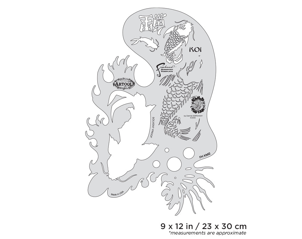 Artool  Kanji Master Koi Freehand Airbrush Template by Dennis Mathewson