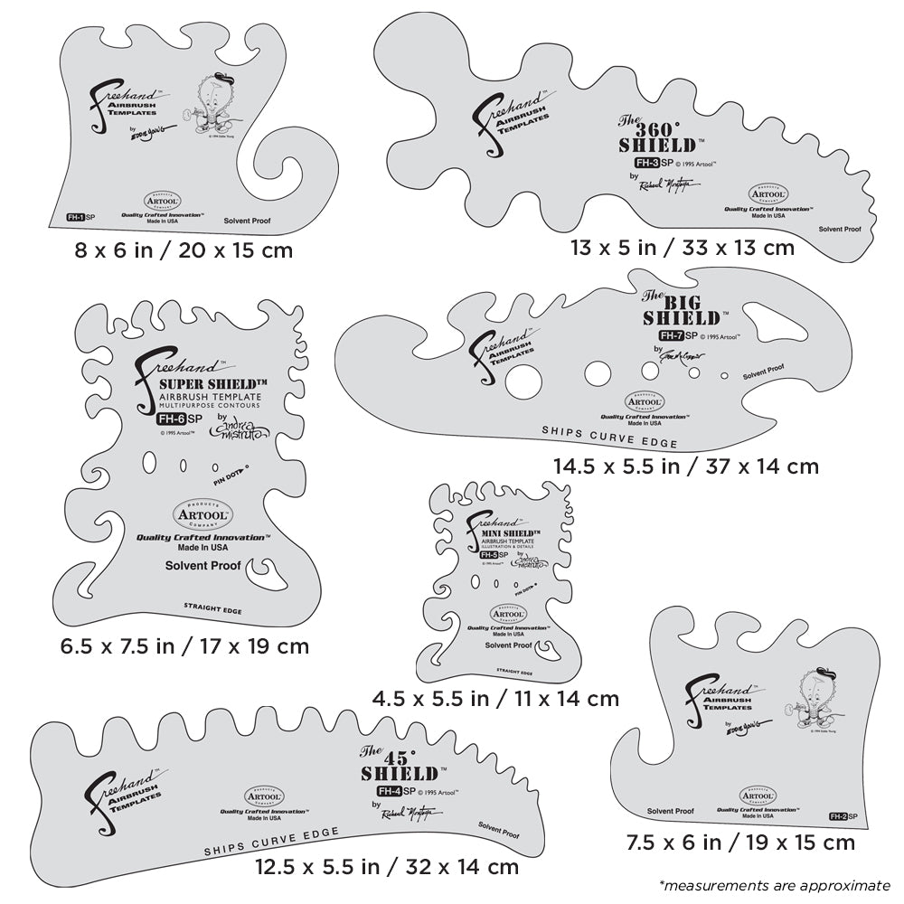 Artool  The Essential Seven Set Freehand Airbrush Template