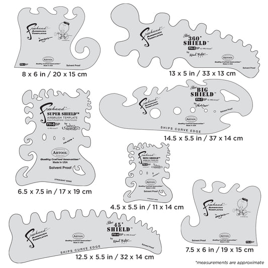 Artool  The Essential Seven Set Freehand Airbrush Template