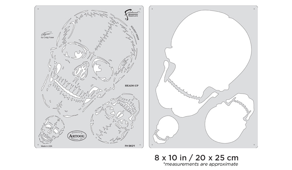 Artool  Horror of Skullmaster Heads-Up Freehand Airbrush Template by Craig Fraser