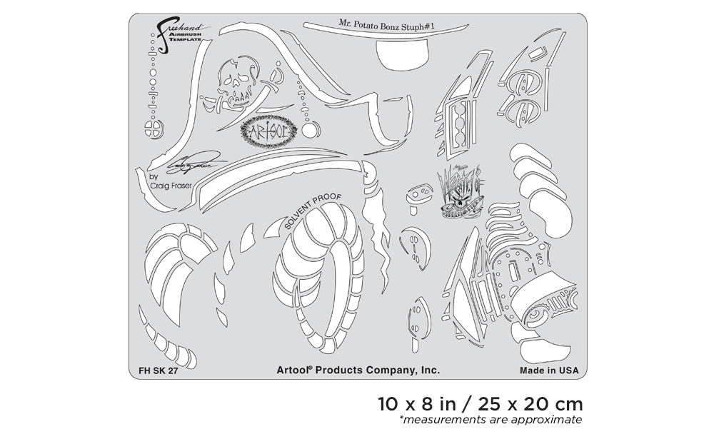 Artool  Wrath of Skullmaster Mr. Potato Bonz Stuph #1 Freehand Airbrush Template by Craig Fraser