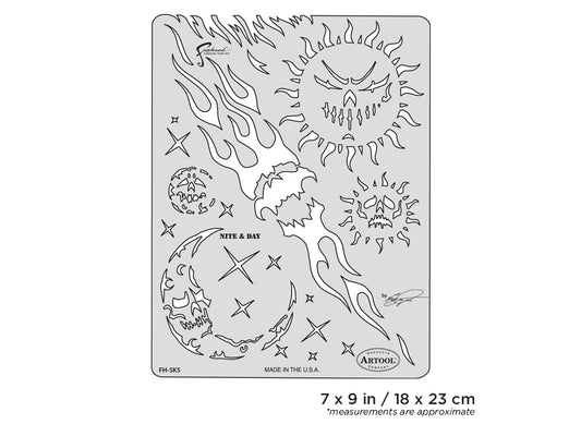 Artool  Son of Skullmaster Nite & Day Freehand Airbrush Template by Craig Fraser