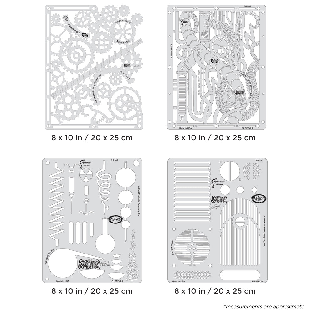 Artool  Steampunk FX2 Set Freehand Airbrush Template by Craig Fraser