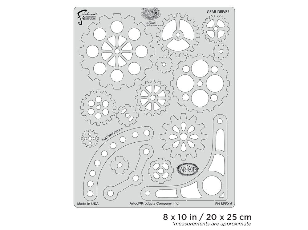 Artool  Steampunk FX Gear Drives Freehand Airbrush Template by Craig Fraser