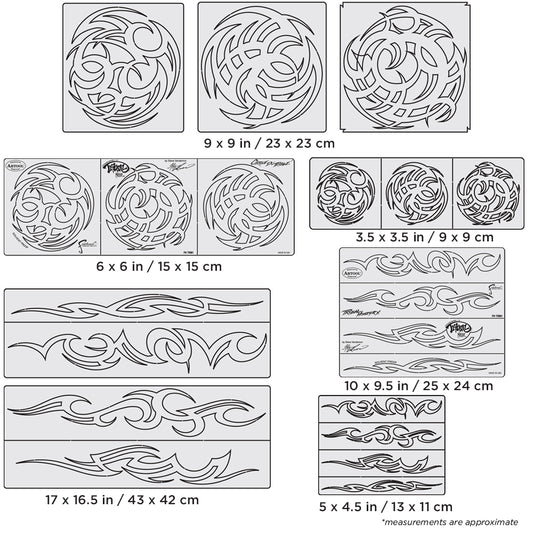 Artool Tribal Master Freehand Airbrush Template Set by Steve Vandemon