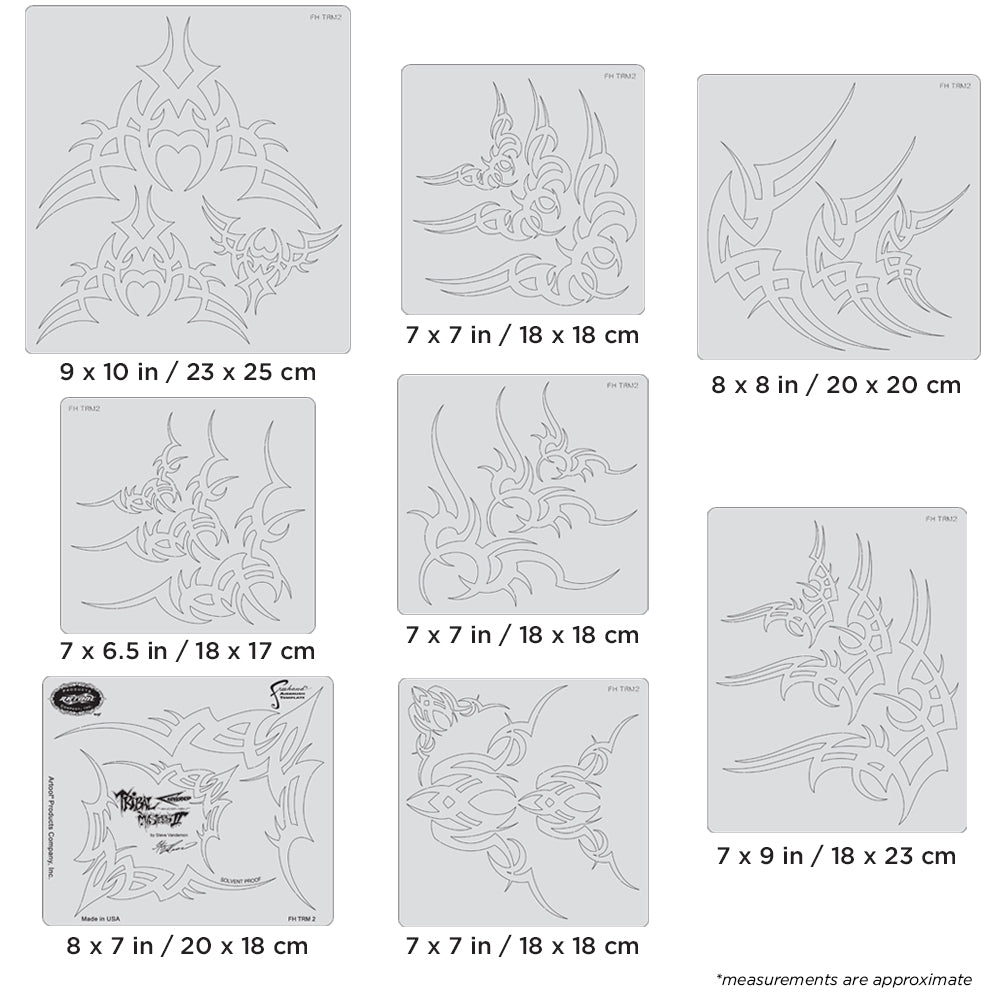 Artool Tribal Masters II Cornered Freehand Airbrush Template Set  by Steve Vandemon