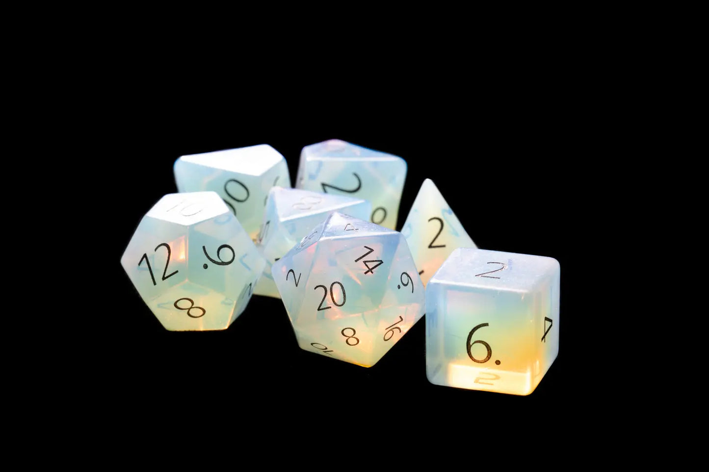 16mm Stone Poly Dice Set: Opalite