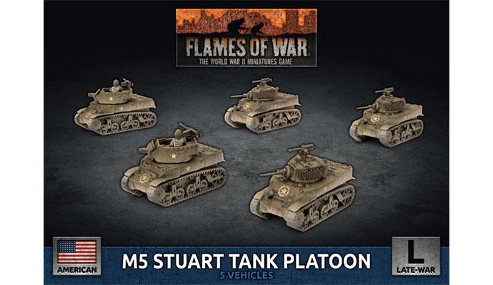 American M5 Stuart Light Tank Platoon (Late War x5 Tanks Plastic)