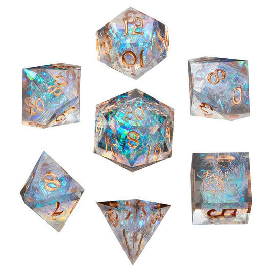 7-Set Captured Magic Hand Sanded Sharp Edge Resin: Opal