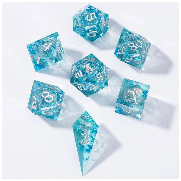 7-Set Captured Magic Liquid Core Hand Sanded Sharp Edge Resin: Aqua