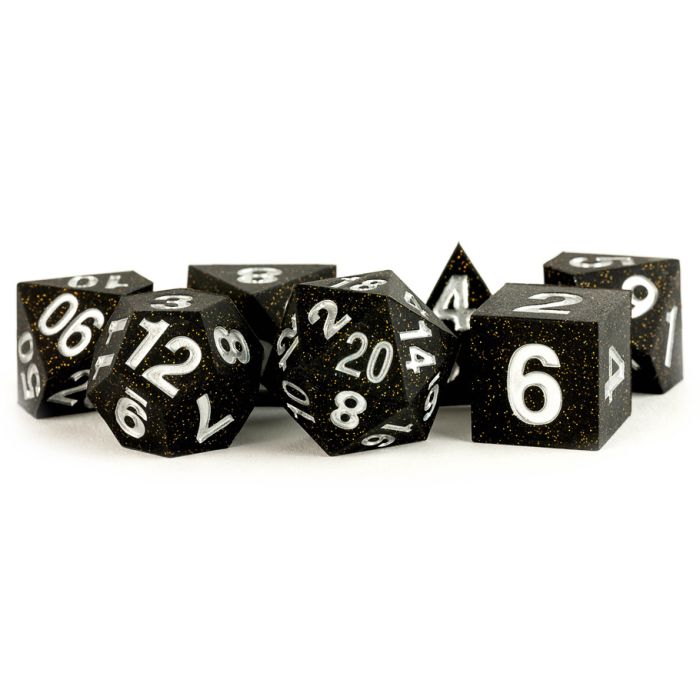 Sharp Edge Silicone Poly Dice Set: Gold Scatter