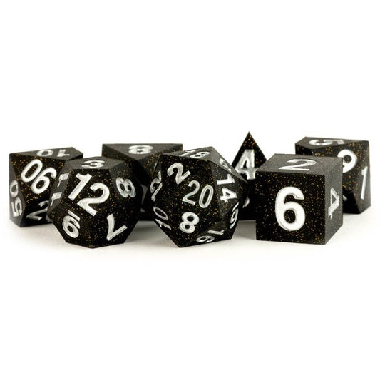Sharp Edge Silicone Poly Dice Set: Gold Scatter
