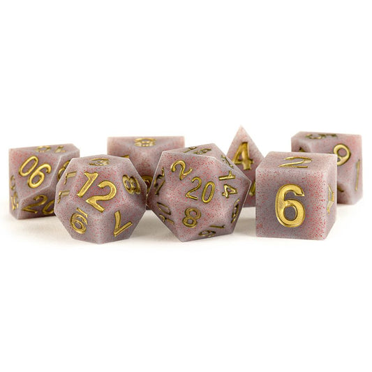 Sharp Edge Silicone Poly Dice Set: Volcanic Soot