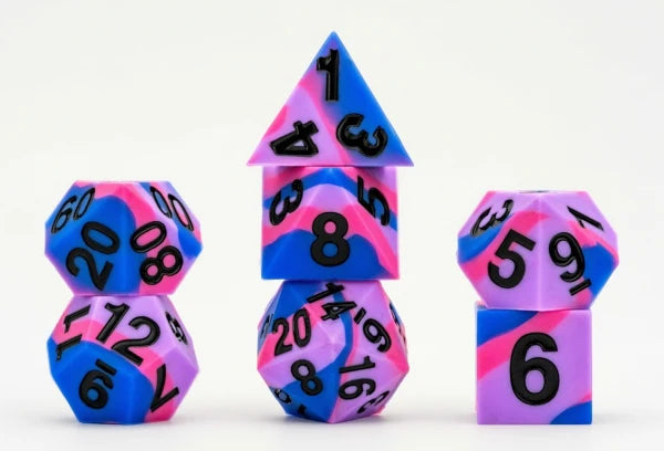 16mm Pride Sharp Edge Silicone Rubber Poly Dice Set: Bisexual (7)